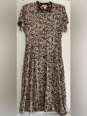 Vintage 90s Zoe California Floral Rayon Maxi Dress M Cottagecore Whimsygoth